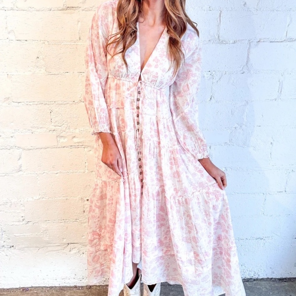 FREE PEOPLE Pappiet Midi Dress in Femme Combo S
